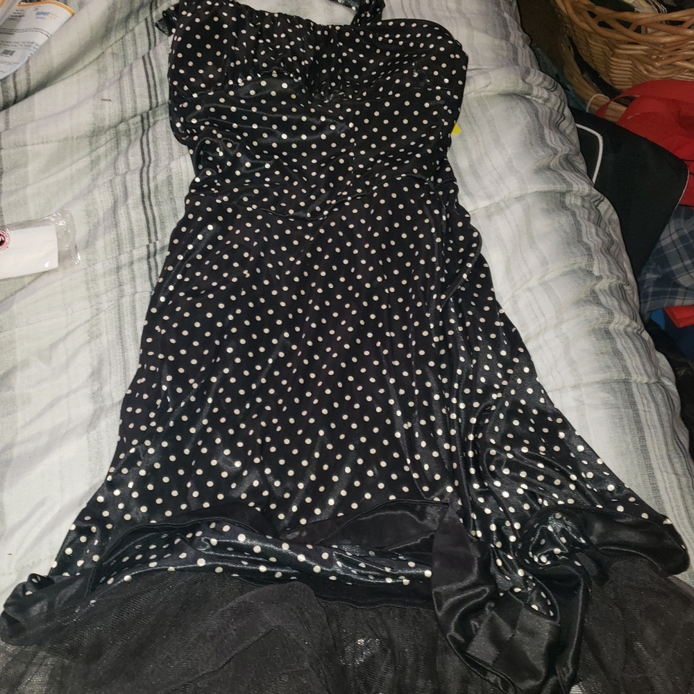 Black with white spots dress